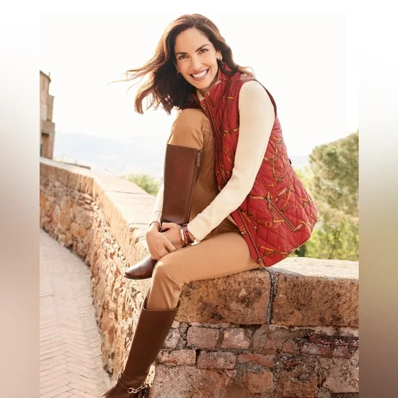 Equestrian Print Quilted Vest Size S - Picture 3 of 9